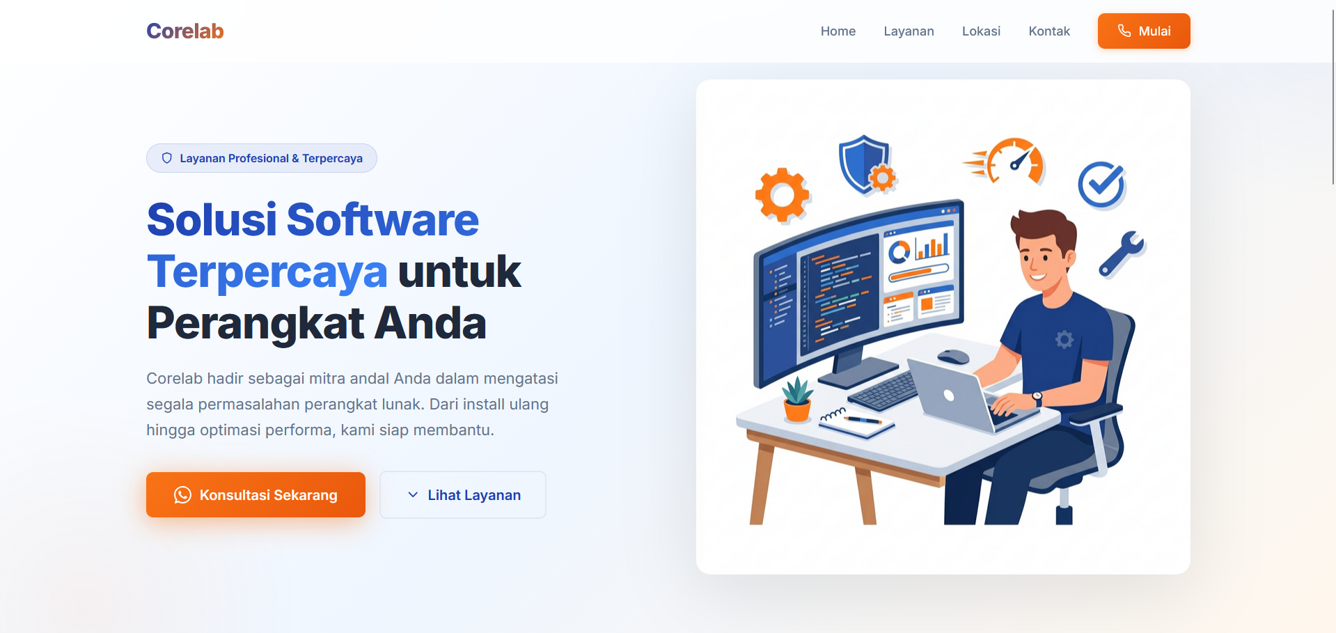 CoreLab Software Service Landing Page